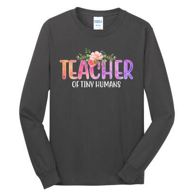 Teacher Of Tiny Humans Floral Tall Long Sleeve T-Shirt