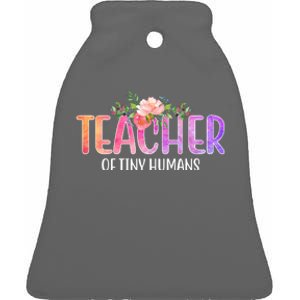 Teacher Of Tiny Humans Floral Ceramic Bell Ornament