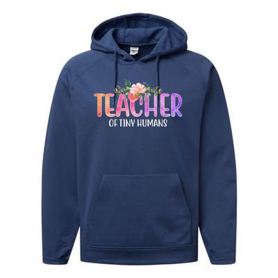 Teacher Of Tiny Humans Floral Performance Fleece Hoodie