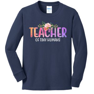 Teacher Of Tiny Humans Floral Kids Long Sleeve Shirt