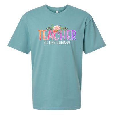 Teacher Of Tiny Humans Floral Sueded Cloud Jersey T-Shirt