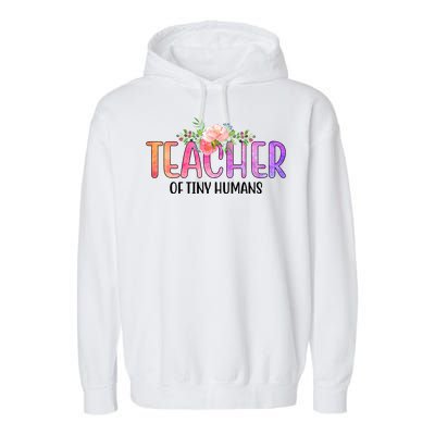 Teacher Of Tiny Humans Floral Garment-Dyed Fleece Hoodie