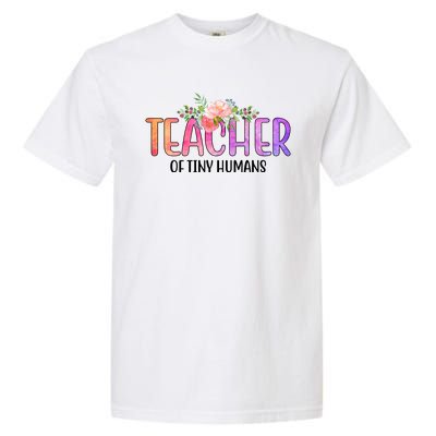 Teacher Of Tiny Humans Floral Garment-Dyed Heavyweight T-Shirt