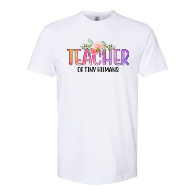 Teacher Of Tiny Humans Floral Softstyle® CVC T-Shirt