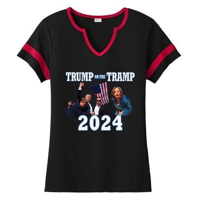 Trump Or The Tramp 2024 Vote For Trump Trump Vance 2024 Ladies Halftime Notch Neck Tee