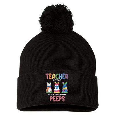 Teacher Of The Most Awesome Easter Bunny Spring Pom Pom 12in Knit Beanie