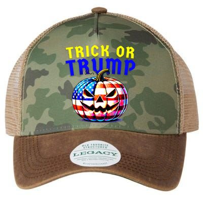 Trick Or Trump Donald Trump 2024 Halloween Pumpkin Legacy Tie Dye Trucker Hat