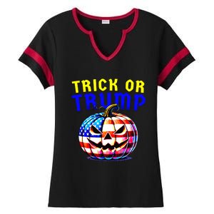 Trick Or Trump Donald Trump 2024 Halloween Pumpkin Ladies Halftime Notch Neck Tee