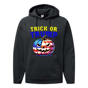 Trick Or Trump Donald Trump 2024 Halloween Pumpkin Performance Fleece Hoodie