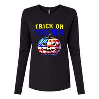 Trick Or Trump Donald Trump 2024 Halloween Pumpkin Womens Cotton Relaxed Long Sleeve T-Shirt