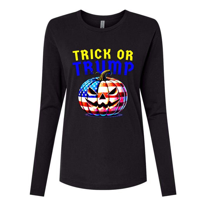 Trick Or Trump Donald Trump 2024 Halloween Pumpkin Womens Cotton Relaxed Long Sleeve T-Shirt