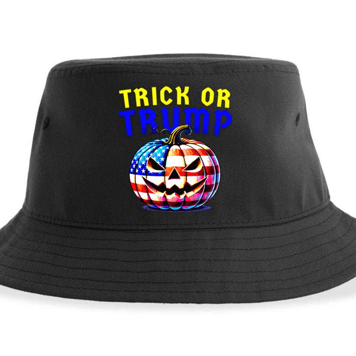 Trick Or Trump Donald Trump 2024 Halloween Pumpkin Sustainable Bucket Hat