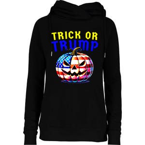 Trick Or Trump Donald Trump 2024 Halloween Pumpkin Womens Funnel Neck Pullover Hood