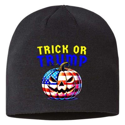 Trick Or Trump Donald Trump 2024 Halloween Pumpkin Sustainable Beanie