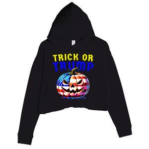 Trick Or Trump Donald Trump 2024 Halloween Pumpkin Crop Fleece Hoodie