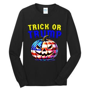 Trick Or Trump Donald Trump 2024 Halloween Pumpkin Tall Long Sleeve T-Shirt