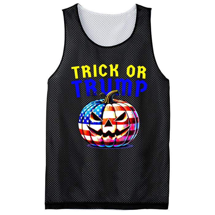 Trick Or Trump Donald Trump 2024 Halloween Pumpkin Mesh Reversible Basketball Jersey Tank