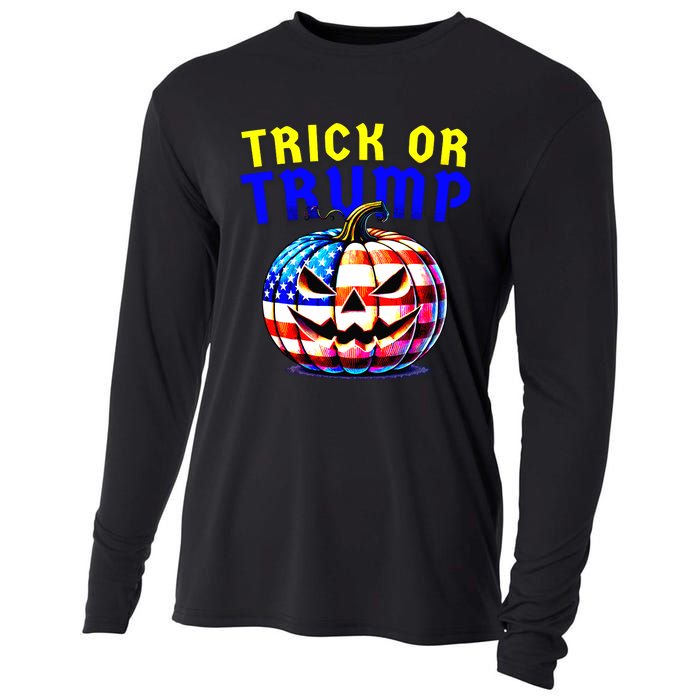 Trick Or Trump Donald Trump 2024 Halloween Pumpkin Cooling Performance Long Sleeve Crew