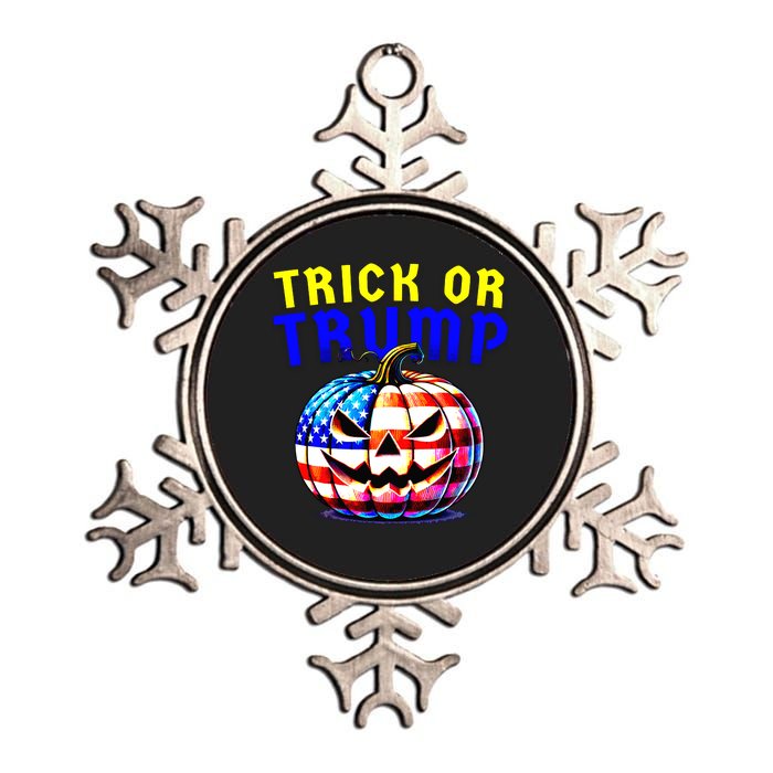 Trick Or Trump Donald Trump 2024 Halloween Pumpkin Metallic Star Ornament