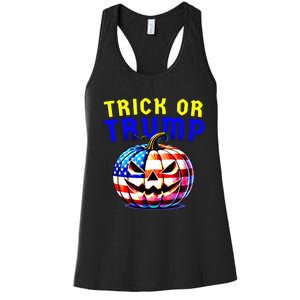 Trick Or Trump Donald Trump 2024 Halloween Pumpkin Women's Racerback Tank