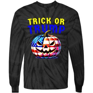 Trick Or Trump Donald Trump 2024 Halloween Pumpkin Tie-Dye Long Sleeve Shirt