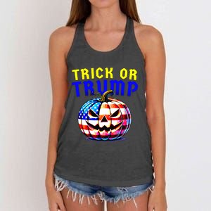 Trick Or Trump Donald Trump 2024 Halloween Pumpkin Women's Knotted Racerback Tank