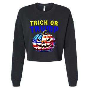 Trick Or Trump Donald Trump 2024 Halloween Pumpkin Cropped Pullover Crew