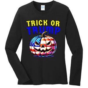 Trick Or Trump Donald Trump 2024 Halloween Pumpkin Ladies Long Sleeve Shirt