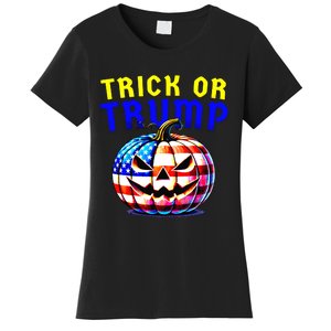 Trick Or Trump Donald Trump 2024 Halloween Pumpkin Women's T-Shirt