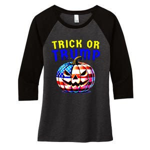 Trick Or Trump Donald Trump 2024 Halloween Pumpkin Women's Tri-Blend 3/4-Sleeve Raglan Shirt