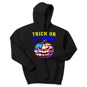 Trick Or Trump Donald Trump 2024 Halloween Pumpkin Kids Hoodie