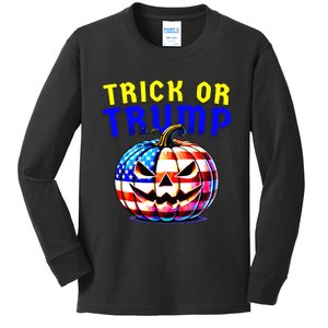 Trick Or Trump Donald Trump 2024 Halloween Pumpkin Kids Long Sleeve Shirt