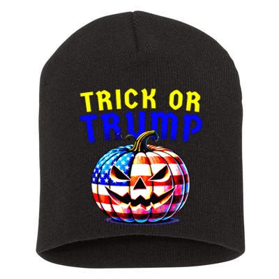 Trick Or Trump Donald Trump 2024 Halloween Pumpkin Short Acrylic Beanie