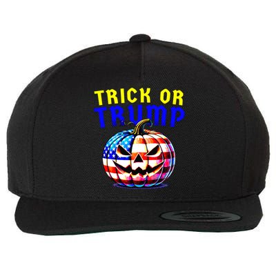 Trick Or Trump Donald Trump 2024 Halloween Pumpkin Wool Snapback Cap