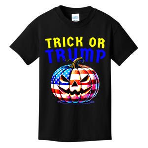 Trick Or Trump Donald Trump 2024 Halloween Pumpkin Kids T-Shirt