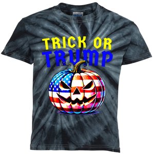 Trick Or Trump Donald Trump 2024 Halloween Pumpkin Kids Tie-Dye T-Shirt