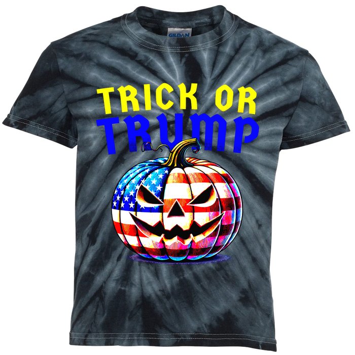 Trick Or Trump Donald Trump 2024 Halloween Pumpkin Kids Tie-Dye T-Shirt