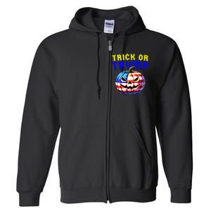 Trick Or Trump Donald Trump 2024 Halloween Pumpkin Full Zip Hoodie