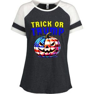 Trick Or Trump Donald Trump 2024 Halloween Pumpkin Enza Ladies Jersey Colorblock Tee