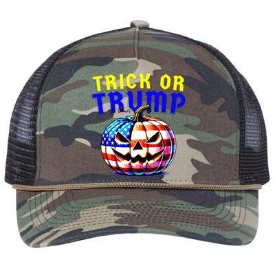 Trick Or Trump Donald Trump 2024 Halloween Pumpkin Retro Rope Trucker Hat Cap