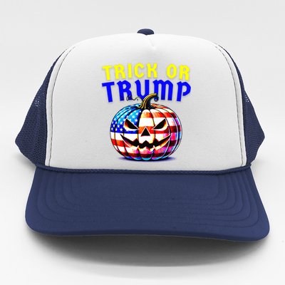 Trick Or Trump Donald Trump 2024 Halloween Pumpkin Trucker Hat