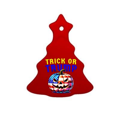 Trick Or Trump Donald Trump 2024 Halloween Pumpkin Ceramic Tree Ornament