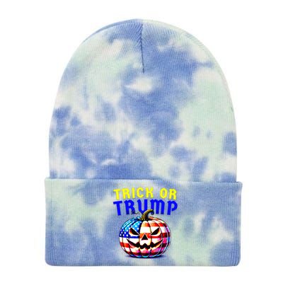 Trick Or Trump Donald Trump 2024 Halloween Pumpkin Tie Dye 12in Knit Beanie