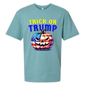 Trick Or Trump Donald Trump 2024 Halloween Pumpkin Sueded Cloud Jersey T-Shirt