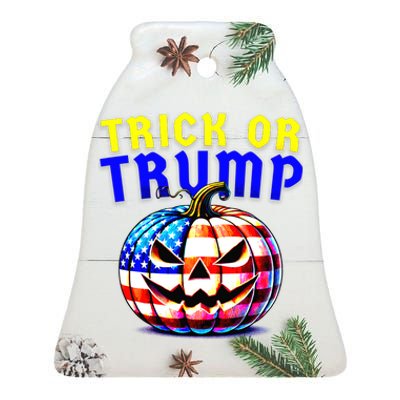 Trick Or Trump Donald Trump 2024 Halloween Pumpkin Ceramic Bell Ornament