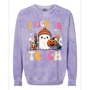 Trick Or Teach Ghost Teacher School Halloween Colorblast Crewneck Sweatshirt