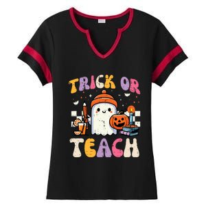 Trick Or Teach Ghost Teacher School Halloween Ladies Halftime Notch Neck Tee