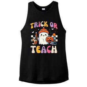 Trick Or Teach Ghost Teacher School Halloween Ladies PosiCharge Tri-Blend Wicking Tank