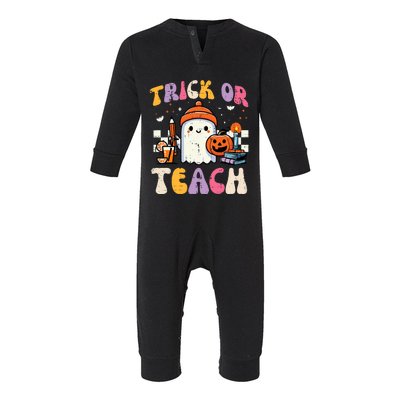 Trick Or Teach Ghost Teacher School Halloween Infant Fleece One Piece