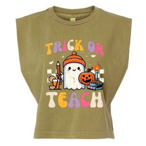 Trick Or Teach Ghost Teacher School Halloween Garment-Dyed Women's Muscle Tee